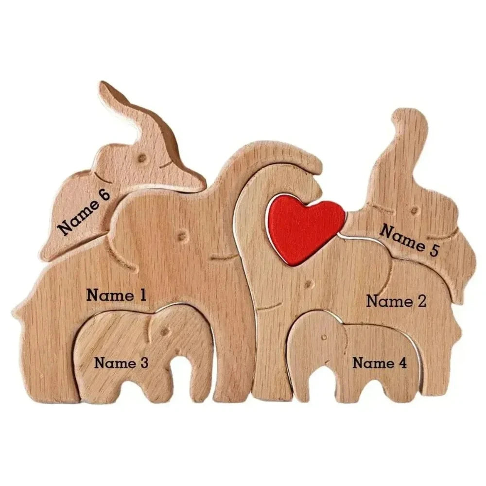 DIY Customize Wooden Puzzle Bear / Elephant Family
