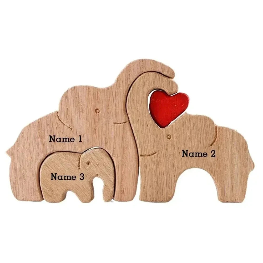 DIY Customize Wooden Puzzle Bear Family