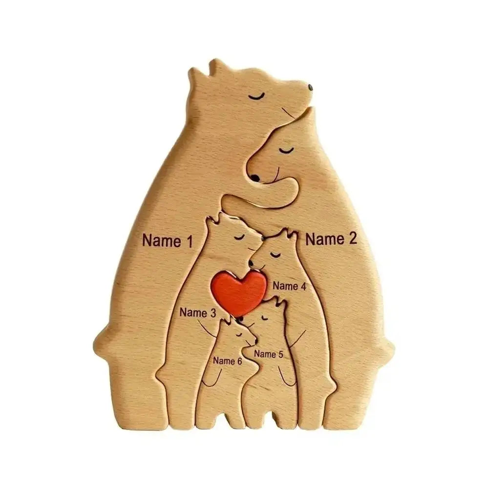 DIY Customize Wooden Puzzle Bear Family