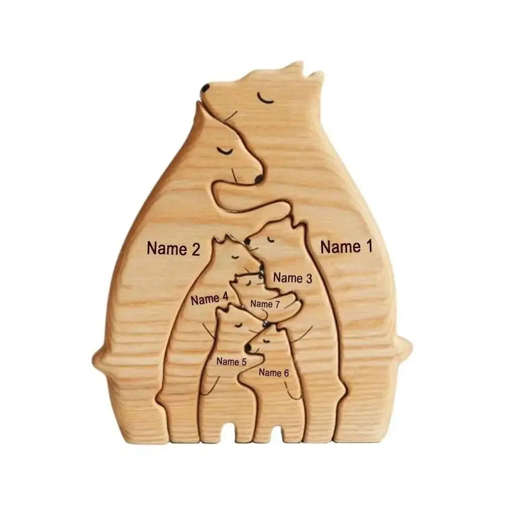 DIY Customize Wooden Puzzle Bear Family