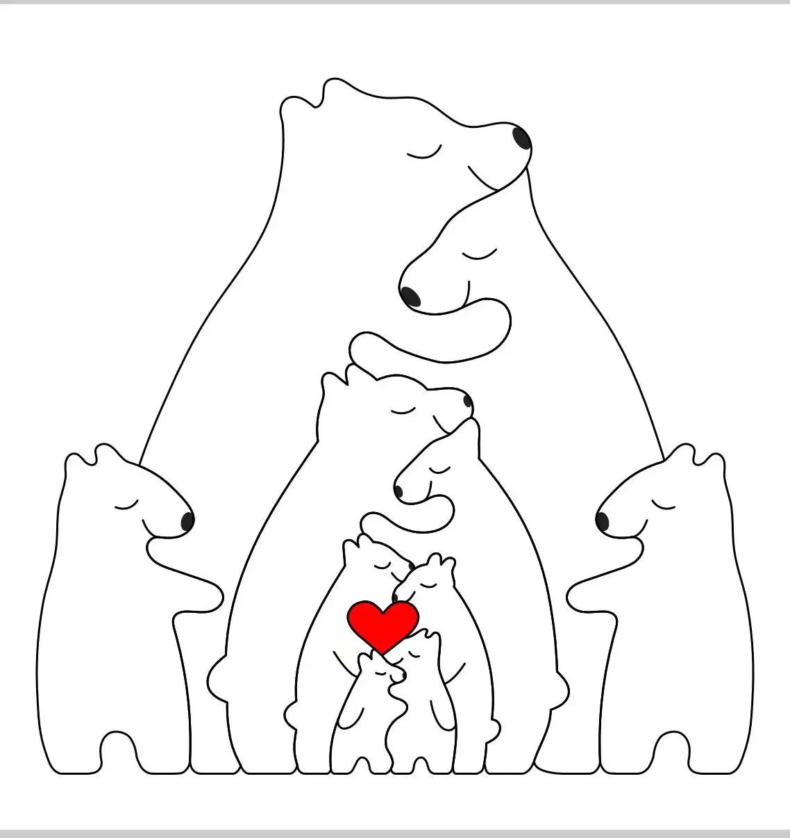 DIY Customize Wooden Puzzle Bear Family