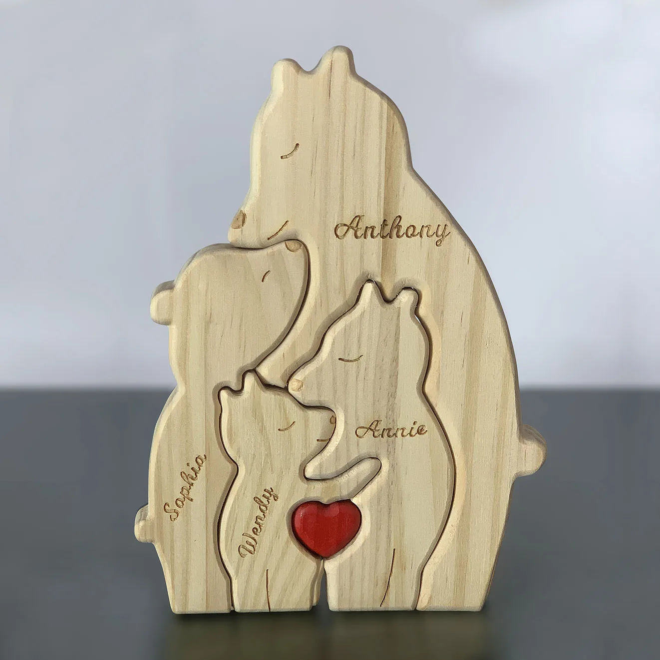 DIY Customize Wooden Puzzle Bear Family