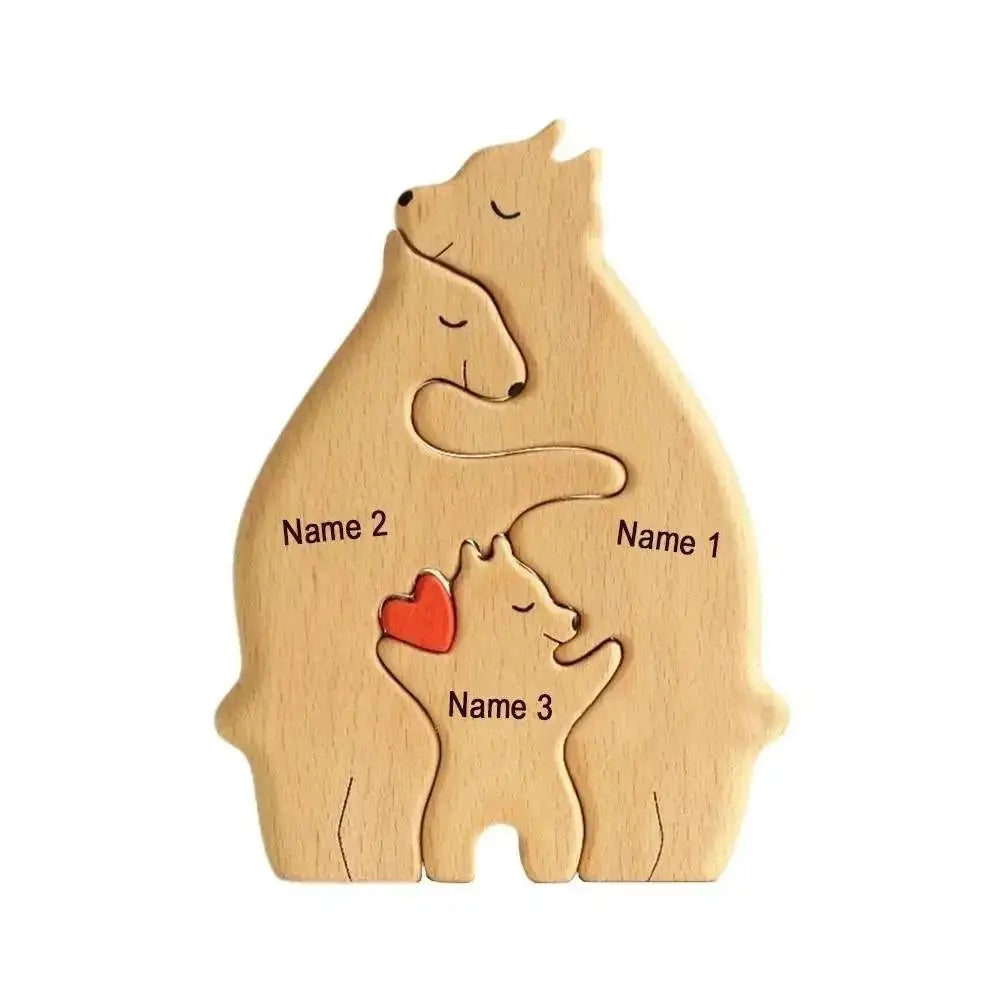 DIY Customize Wooden Puzzle Bear Family