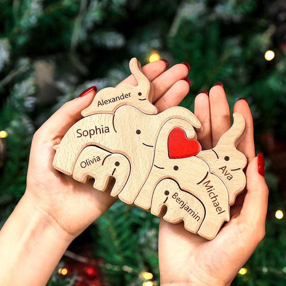 DIY Customize Wooden Puzzle Bear / Elephant Family